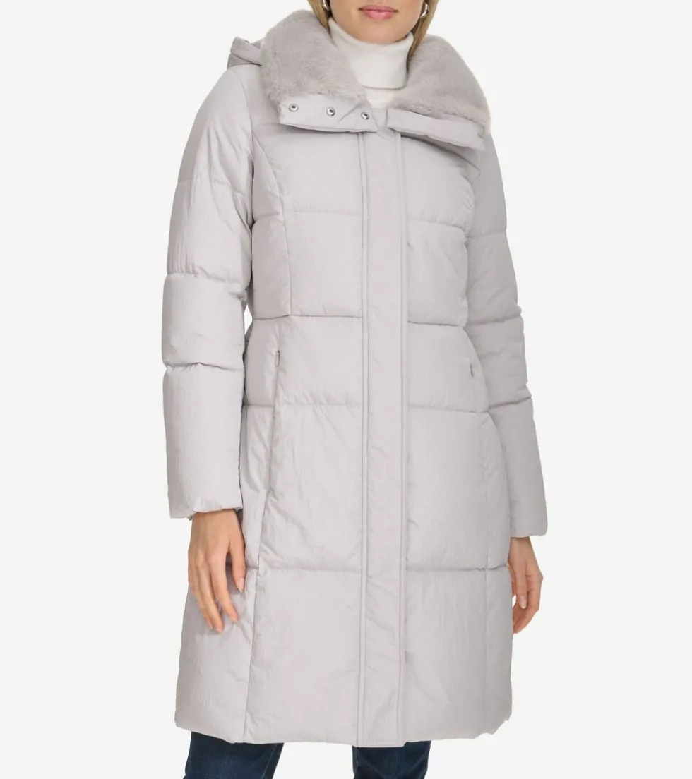 Cole Haan Puffer Jackets | Outerwear*Women's Faux-Fur Collar Puffer Coat Grey