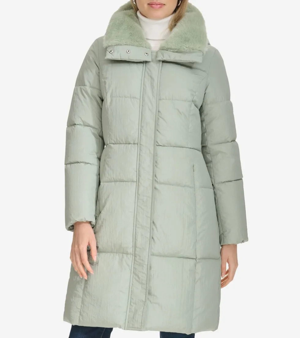 Cole Haan Puffer Jackets | Outerwear*Women's Faux-Fur Collar Puffer Coat Sage