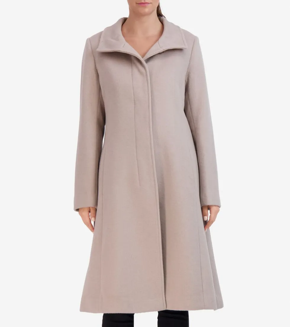 Cole Haan Wool Coats | Trench Coats*Women's Flared Dress Coat Stone