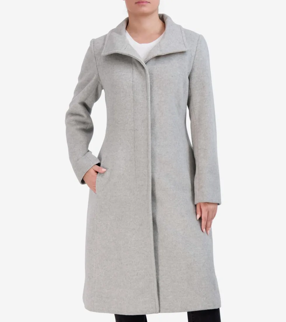 Cole Haan Wool Coats | Trench Coats*Women's Flared Dress Coat LightGrey