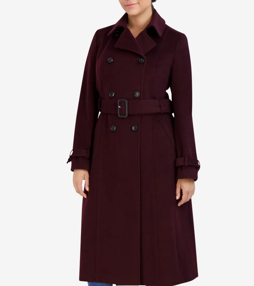 Cole Haan Wool Coats | Trench Coats*Women's Flared Trench Coat Bordeaux