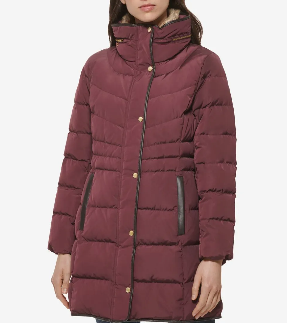 Cole Haan Puffer Jackets | Quilted Jackets*Women's Hidden-Hood Puffer Coat Merlot