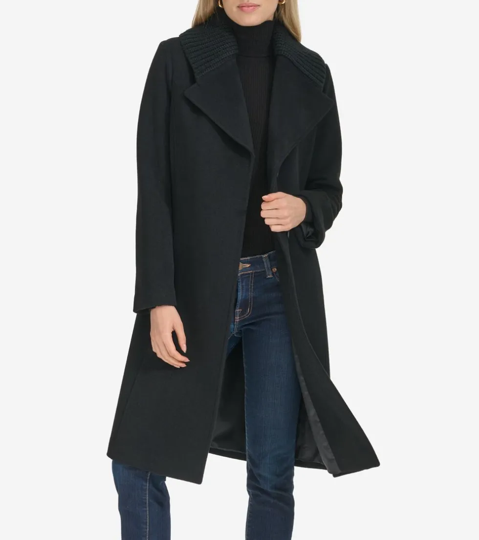 Cole Haan Wool Coats | Peacoats & Blazers*Women's Knit-Collar Coat Black