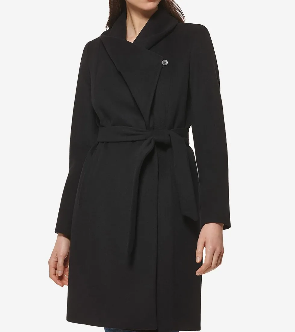 Cole Haan Trench Coats | Outerwear*Women's Long Wool Wrap Coat Black