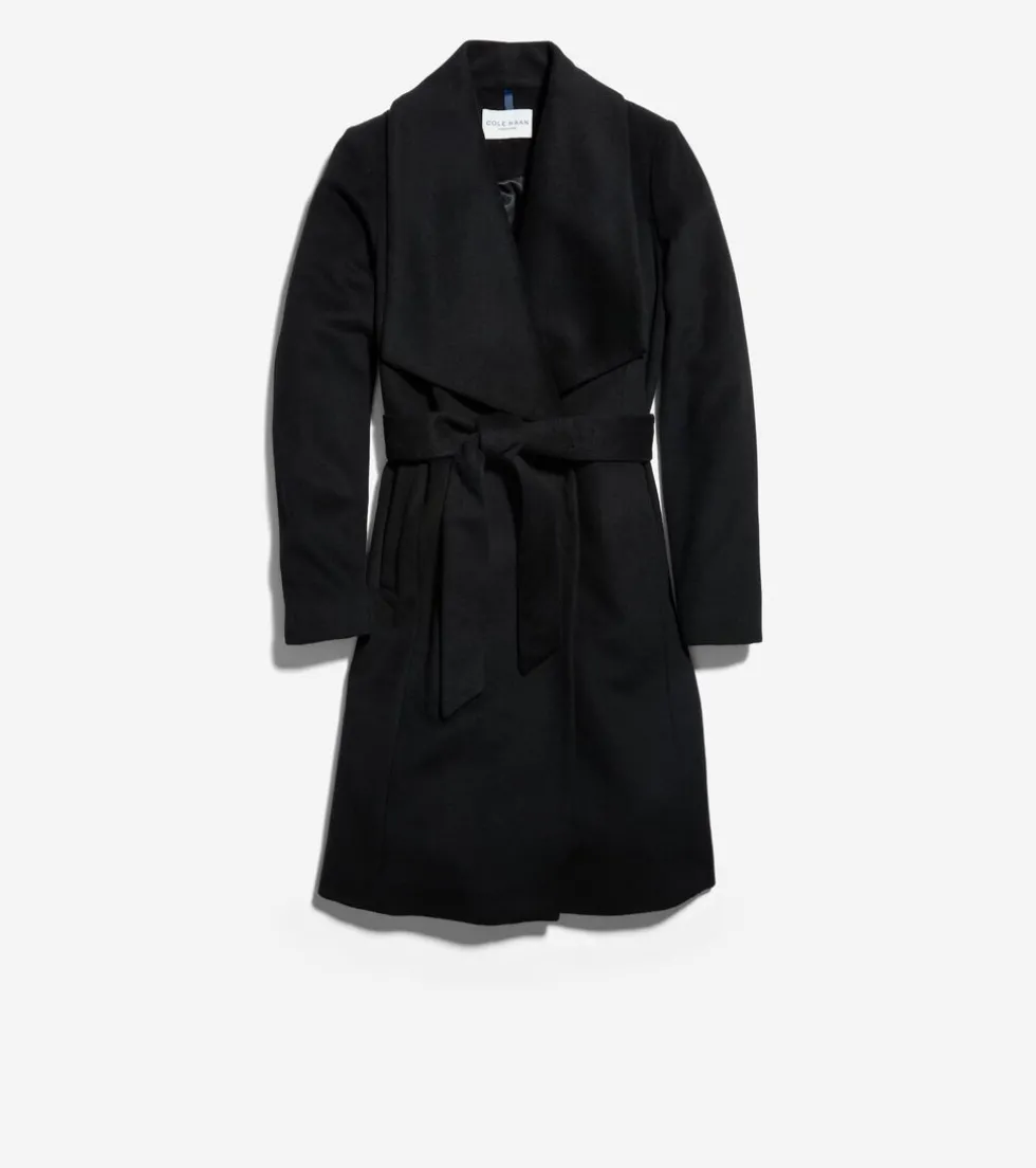 Cole Haan Trench Coats | Outerwear*Women's Long Wool Wrap Coat Black