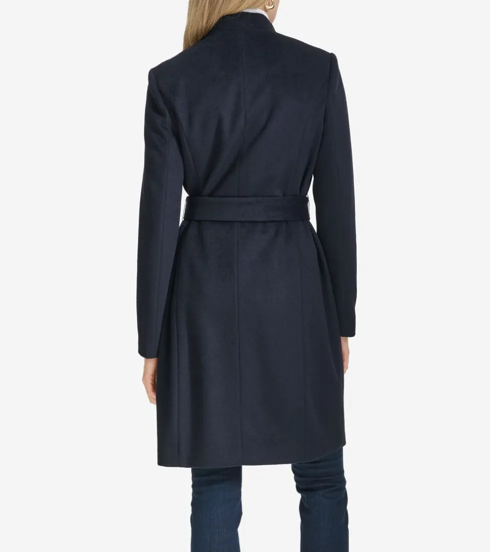 Cole Haan Wool Coats | Trench Coats*Women's Moulded Collar Wool Belted Coat Navy