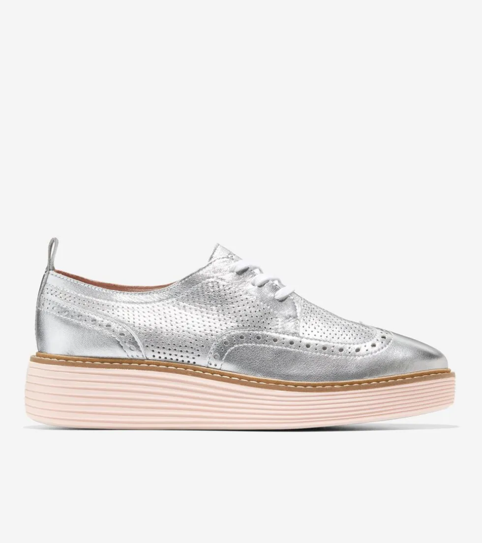 Cole Haan Dress Shoes | Oxfords*Women's ØriginalGrand Platform Wingtip Oxfords SilverTalca-RoseSmoke