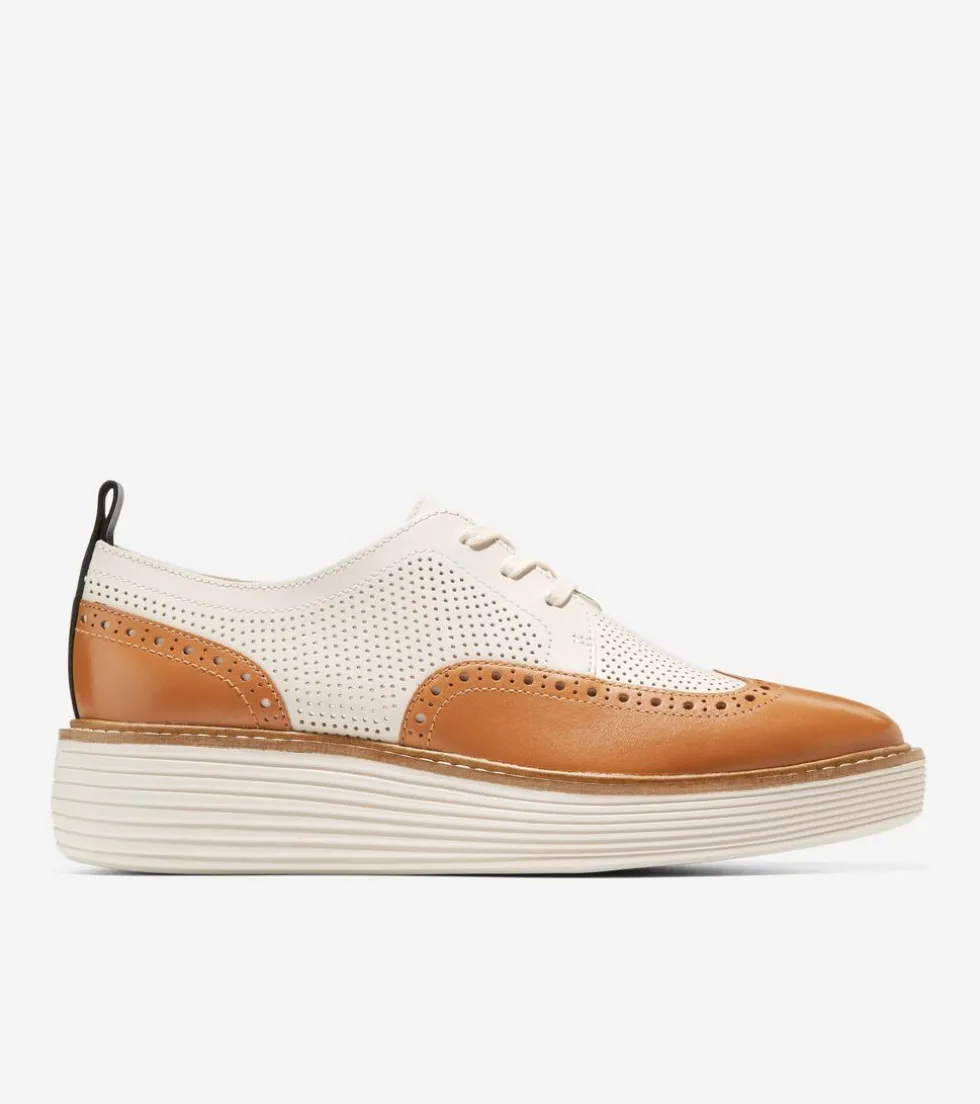 Cole Haan Dress Shoes | Oxfords*Women's ØriginalGrand Platform Wingtip Oxfords Pecan-Ivory