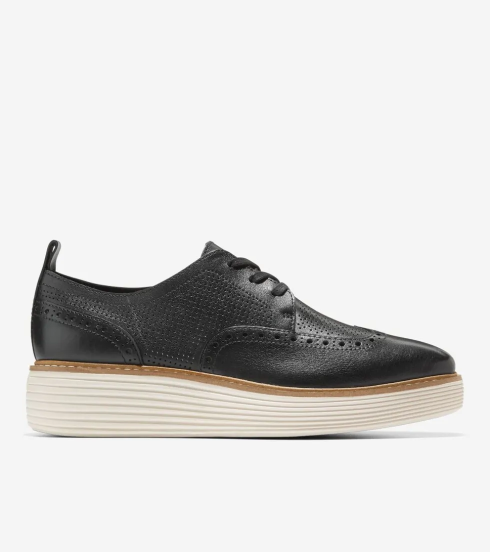 Cole Haan Dress Shoes | Oxfords*Women's ØriginalGrand Platform Wingtip Oxfords Black-Ivory