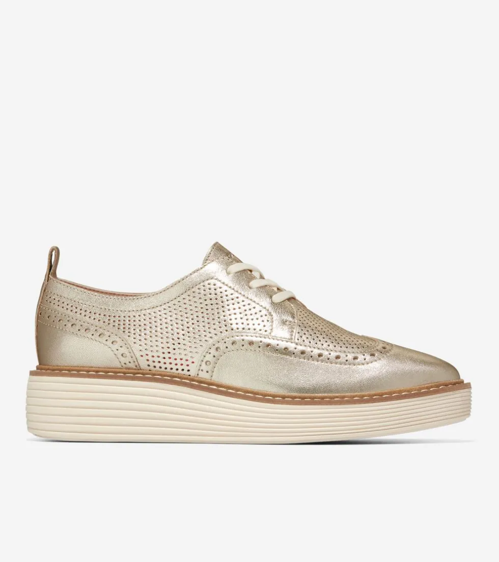 Cole Haan Dress Shoes | Oxfords*Women's ØriginalGrand Platform Wingtip Oxfords GoldTalca-Ivory