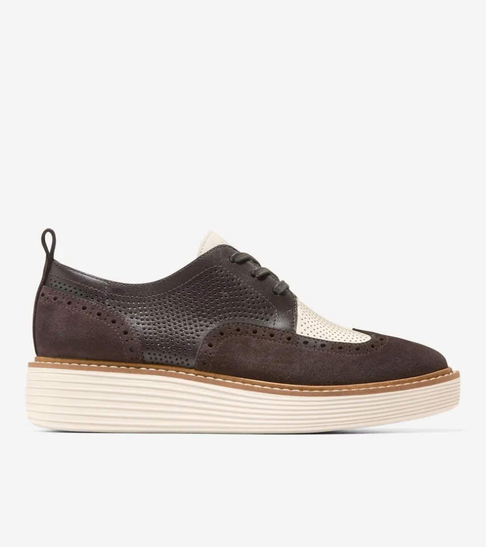 Cole Haan Dress Shoes | Oxfords*Women's ØriginalGrand Platform Wingtip Oxfords Chocolate-Ivory