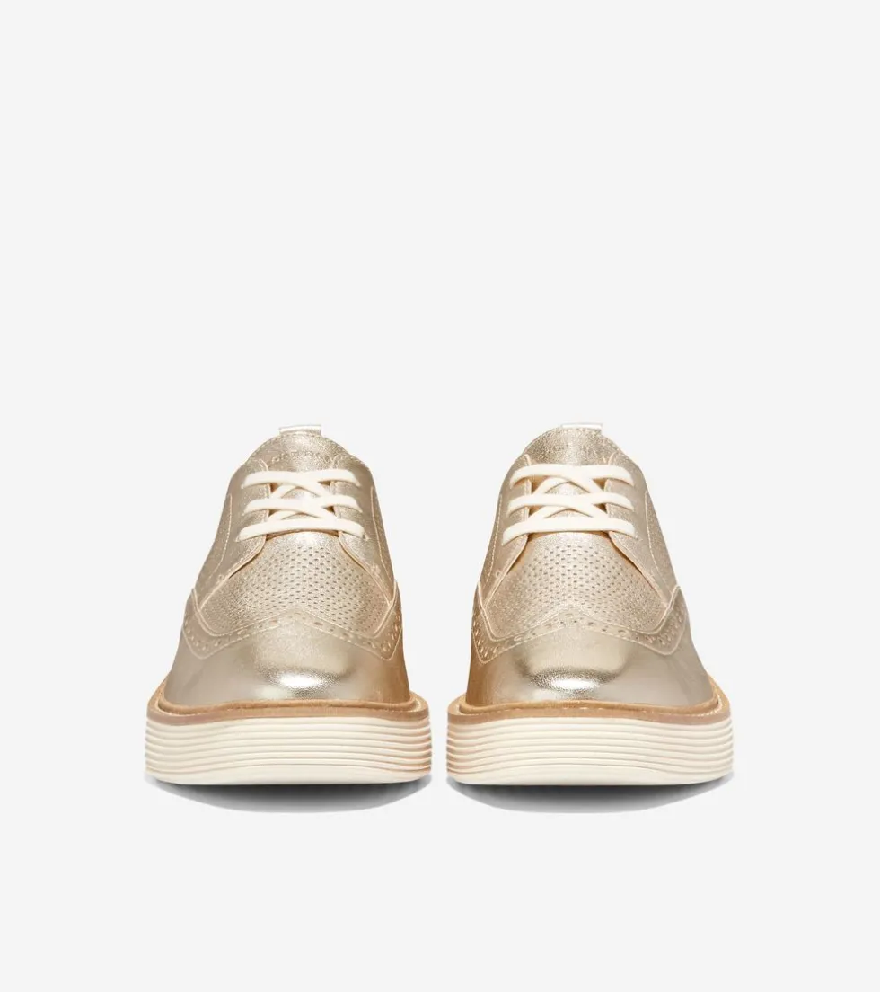 Cole Haan Dress Shoes | Oxfords*Women's ØriginalGrand Platform Wingtip Oxfords GoldTalca-Ivory