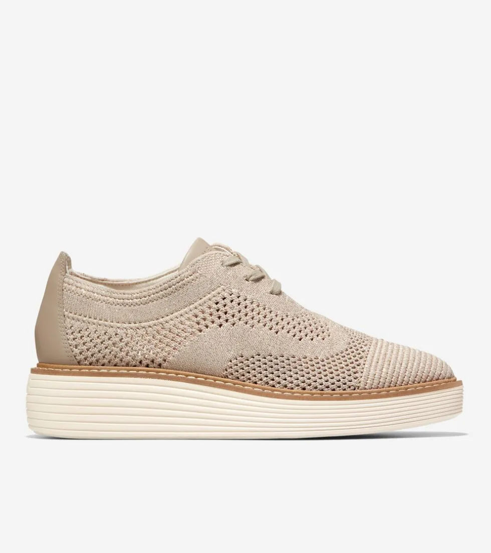 Cole Haan Oxfords*Women's ØriginalGrand Stitchlite™ Platform Wingtip Oxfords RyeKnit-IvoryStitchlite™