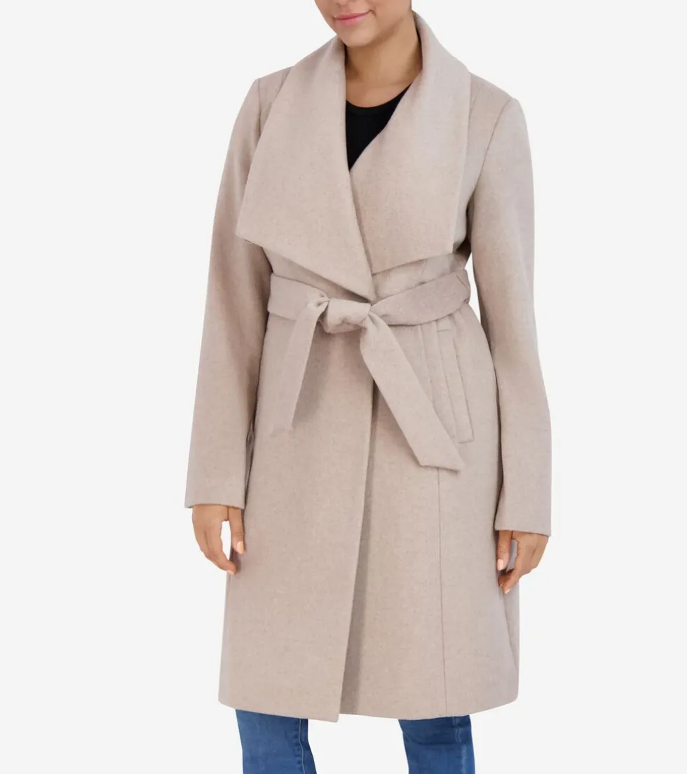 Cole Haan Wool Coats | Trench Coats*Women's Oversized Collar Wrap Coat Bone