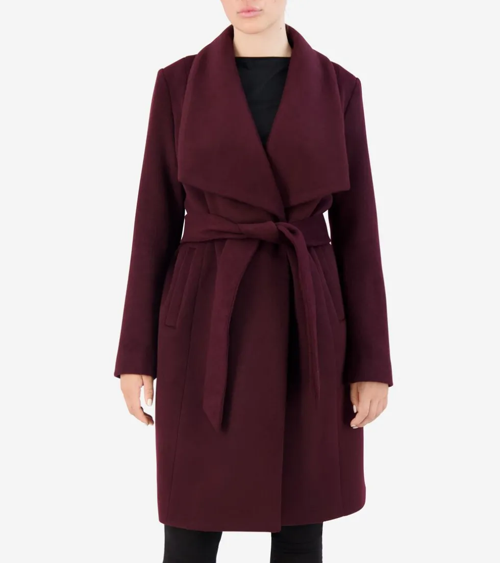 Cole Haan Wool Coats | Trench Coats*Women's Oversized Collar Wrap Coat Bordeaux