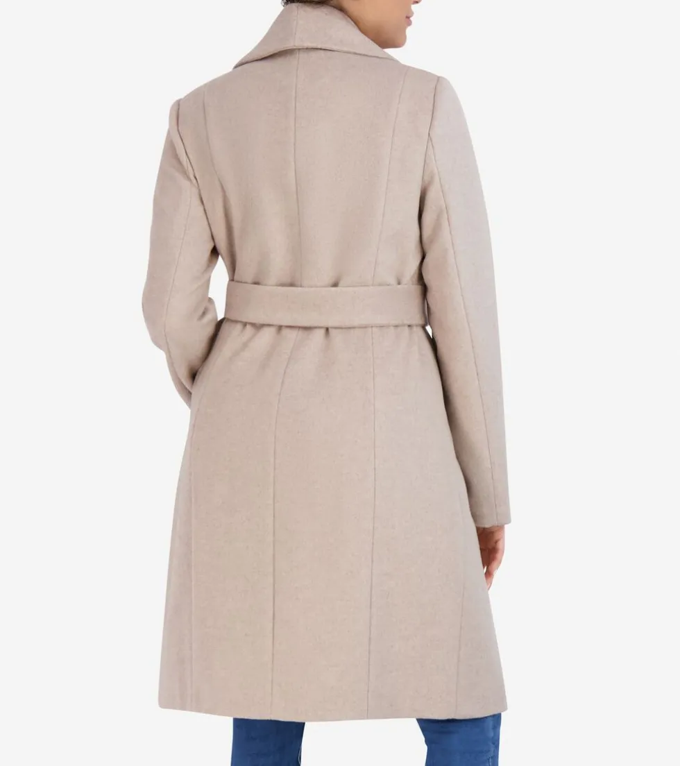 Cole Haan Wool Coats | Trench Coats*Women's Oversized Collar Wrap Coat Bone