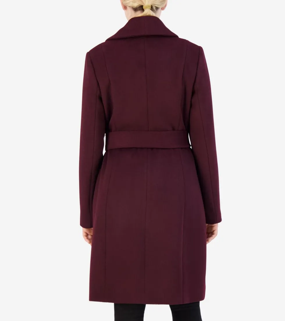 Cole Haan Wool Coats | Trench Coats*Women's Oversized Collar Wrap Coat Bordeaux