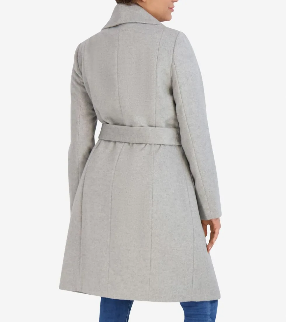 Cole Haan Wool Coats | Trench Coats*Women's Oversized Collar Wrap Coat LightGrey