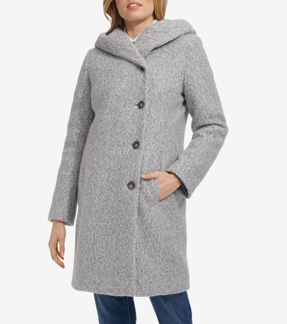 Cole Haan Wool Coats | Peacoats & Blazers*Women's Pressed Hooded Shawl Coat LightGrey