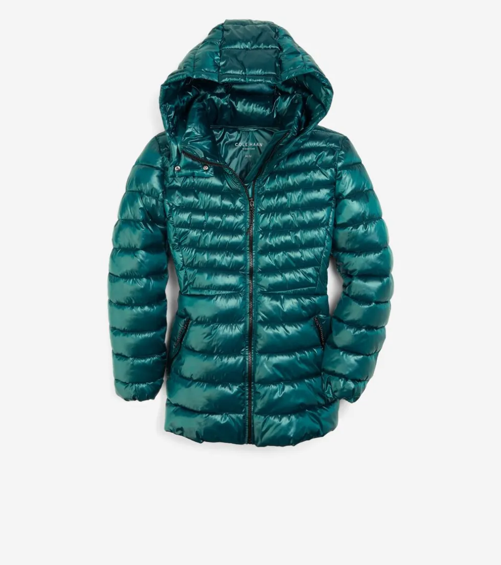 Cole Haan Puffer Jackets | Quilted Jackets*Women's Quilted Pearl Faux Down Jacket with Removable Hood Emerald