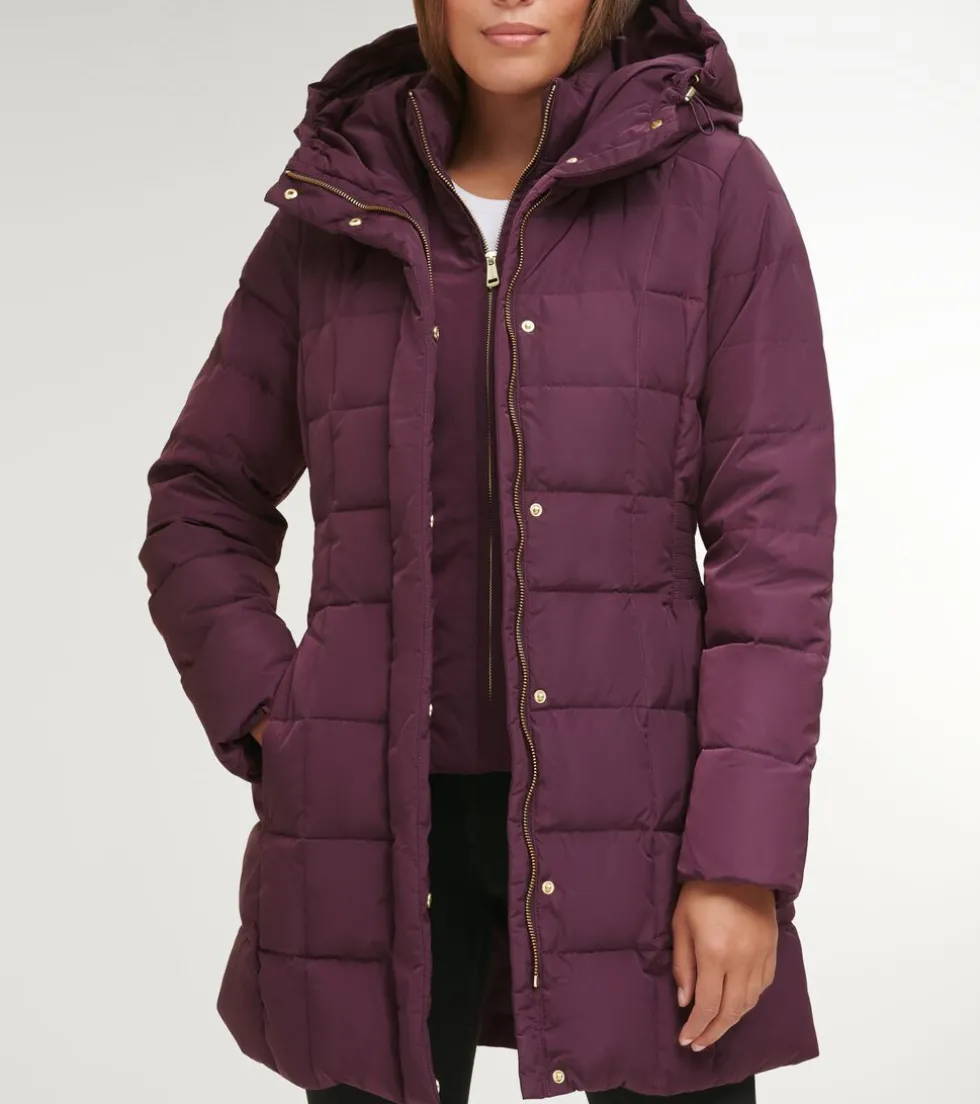 Cole Haan Puffer Jackets | Outerwear*Women's 32" Signature Hooded Taffeta Down Coat Merlot