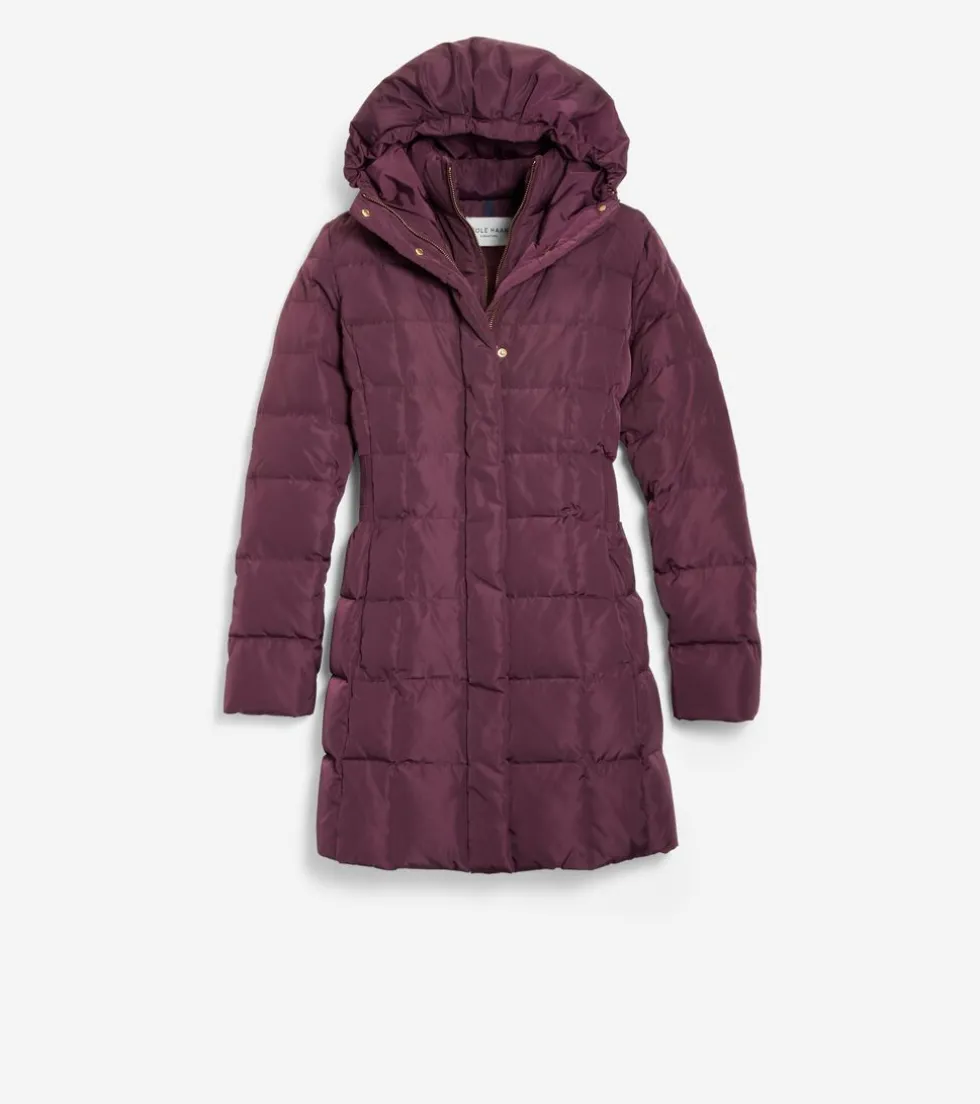 Cole Haan Puffer Jackets | Outerwear*Women's 32" Signature Hooded Taffeta Down Coat Merlot