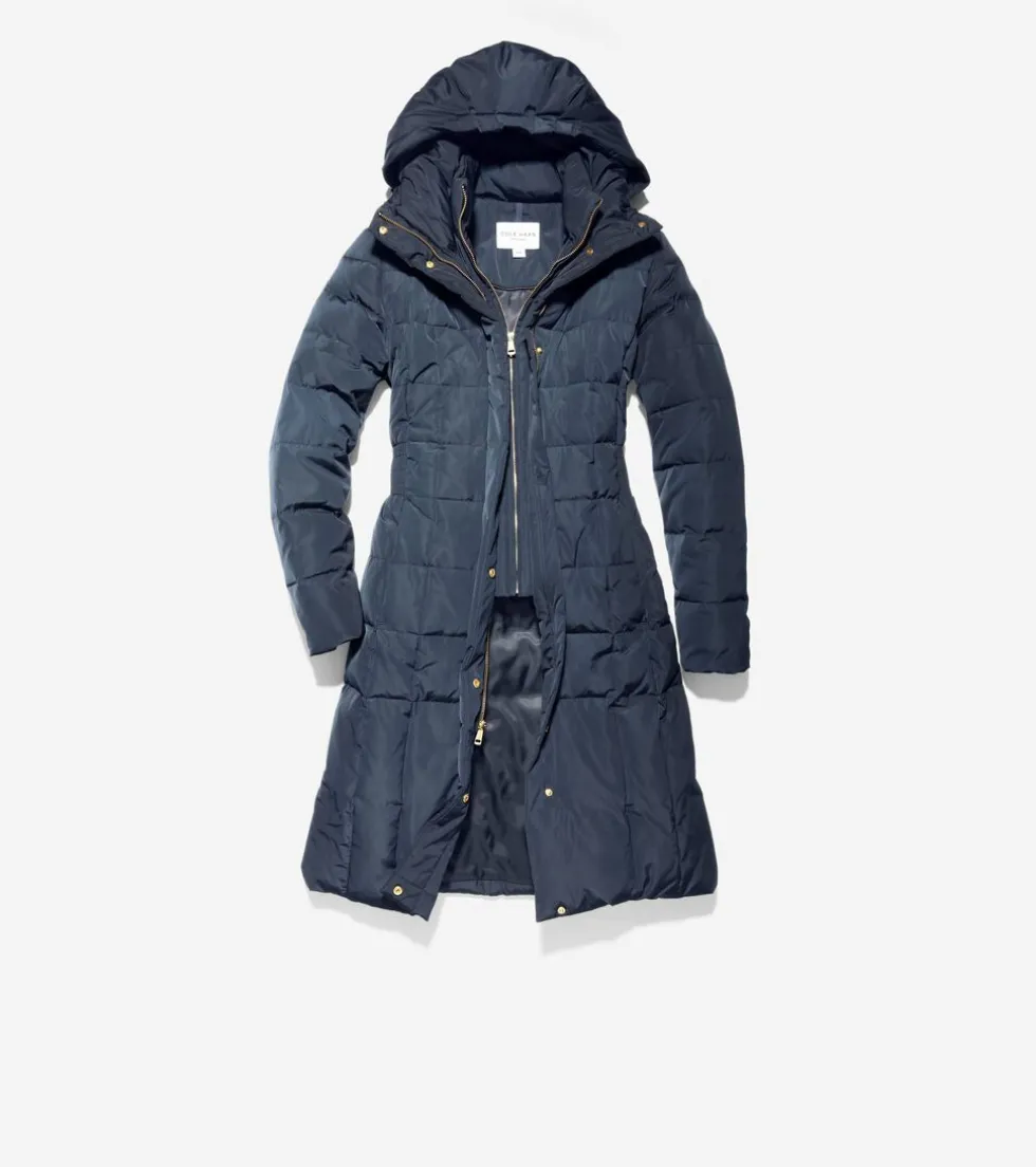 Cole Haan Puffer Jackets | Outerwear*Women's 40" Signature Hooded Taffeta Down Coat Navy