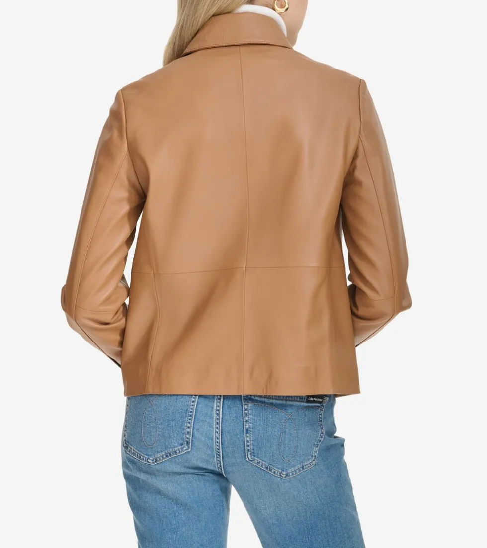 Cole Haan Leather & Suede Jackets | Outerwear*Women's Shirt Collar Trucker Jacket Hazelnut