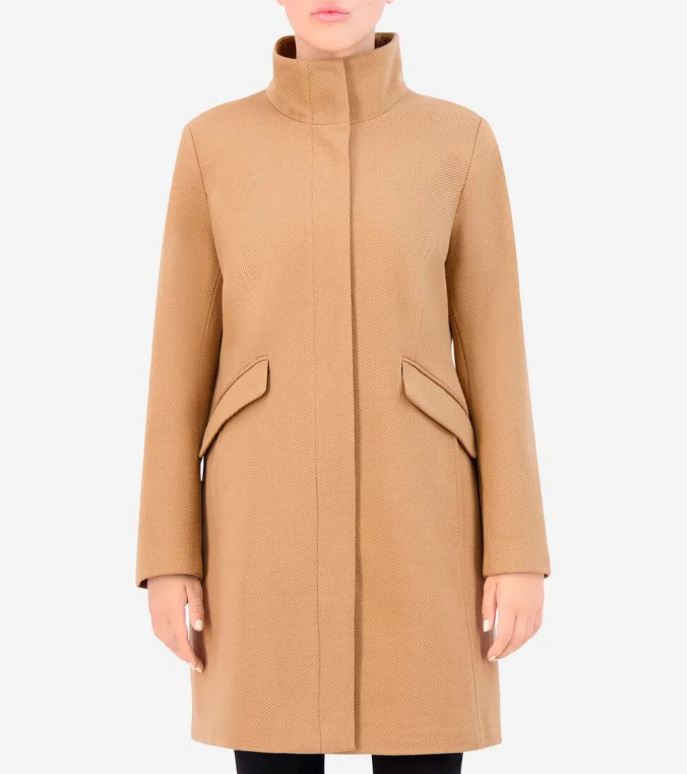 Cole Haan Trench Coats | Outerwear*Women's Soft Twill Zip-Up Coat Beige