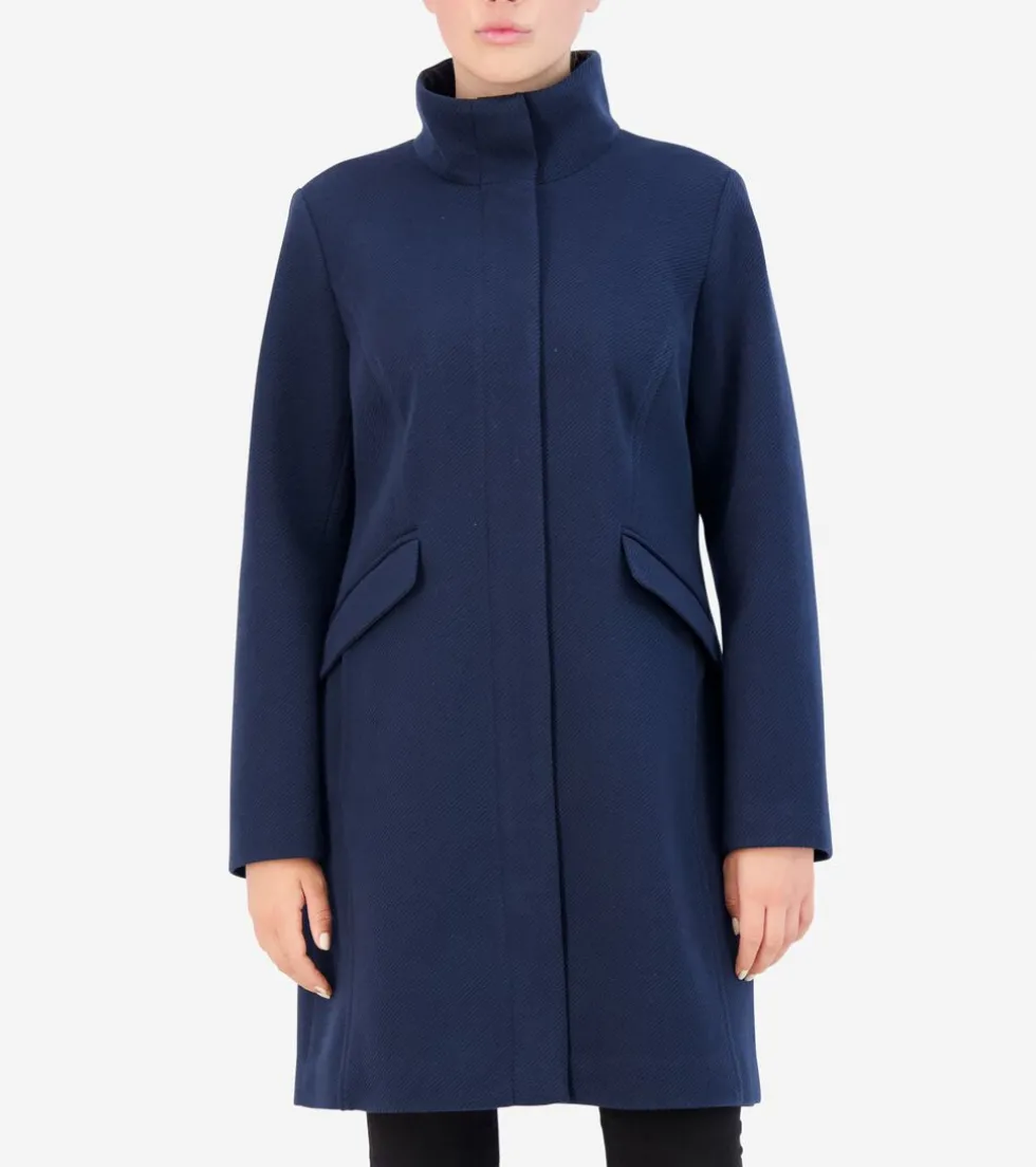 Cole Haan Trench Coats | Outerwear*Women's Soft Twill Zip-Up Coat Navy