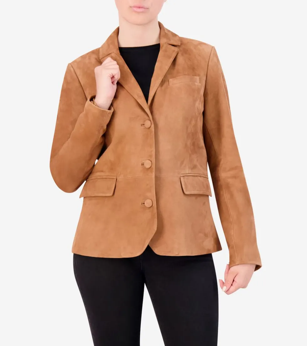 Cole Haan Leather & Suede Jackets | Outerwear*Women's Suede Blazer Hazelnut