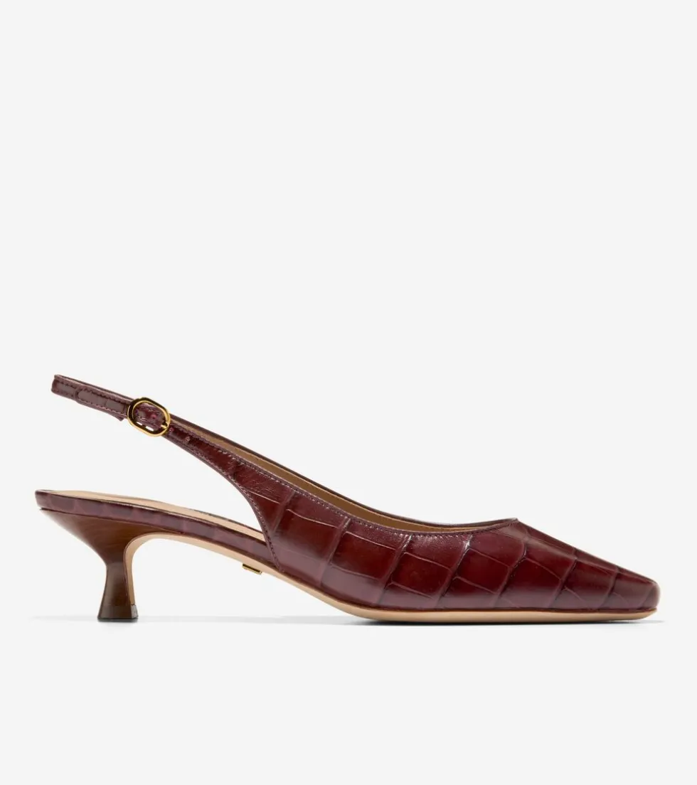 Cole Haan Dress Shoes | Heels & Pumps*Women's Tayla Kitten Heel Slingback Pumps 45MM BloodstoneCrocPrint