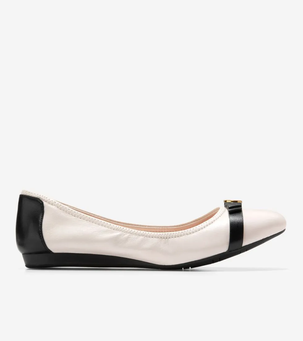 Cole Haan Flats & Ballets*Women's Tova Bow Ballet Ivory-Black