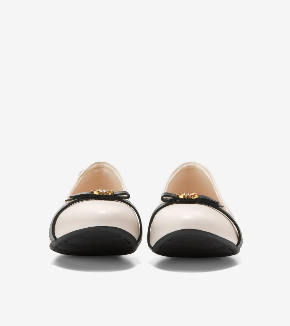 Cole Haan Flats & Ballets*Women's Tova Bow Ballet Ivory-Black