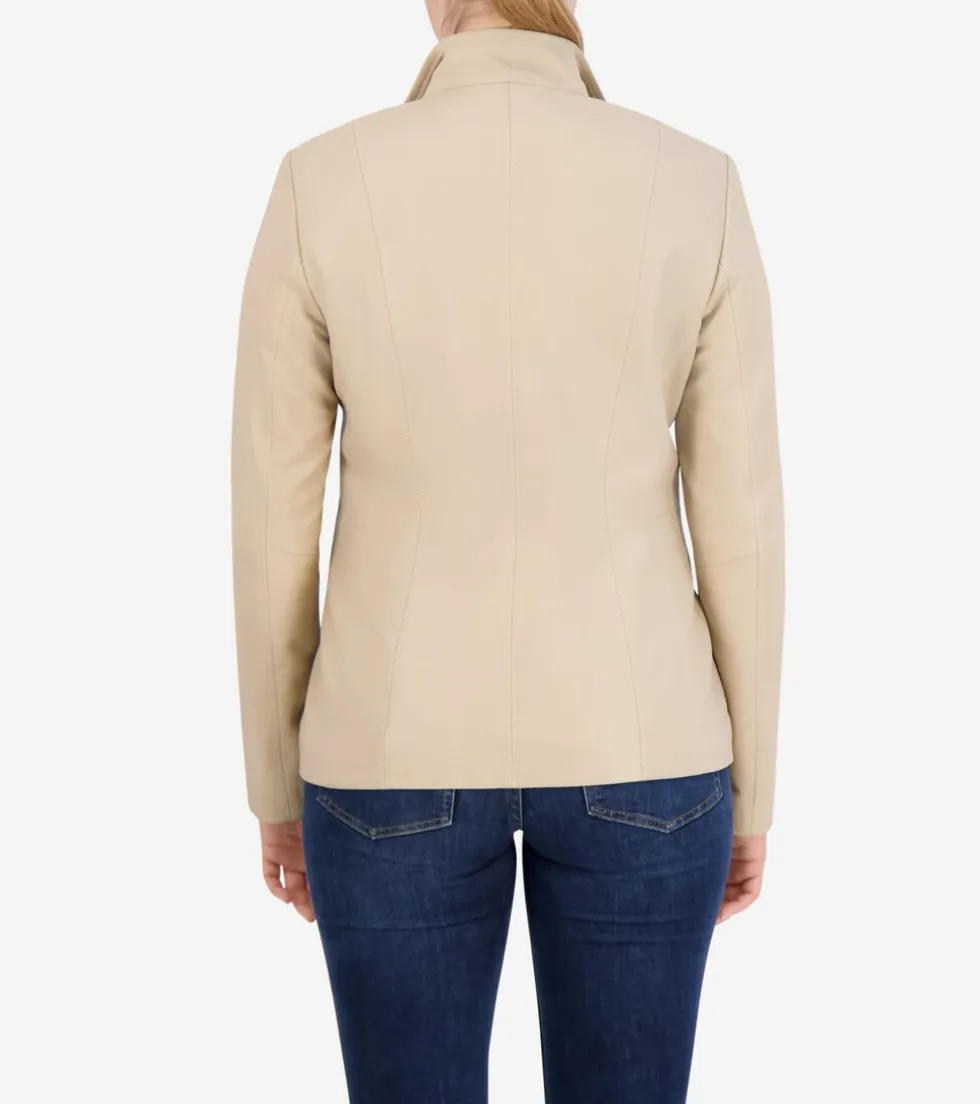 Cole Haan Leather & Suede Jackets | Outerwear*Women's Wing Collar Leather Jacket Cream