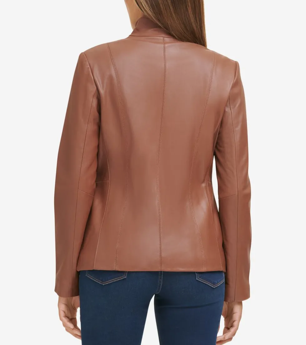 Cole Haan Leather & Suede Jackets | Outerwear*Women's Wing Collar Leather Jacket Hickory