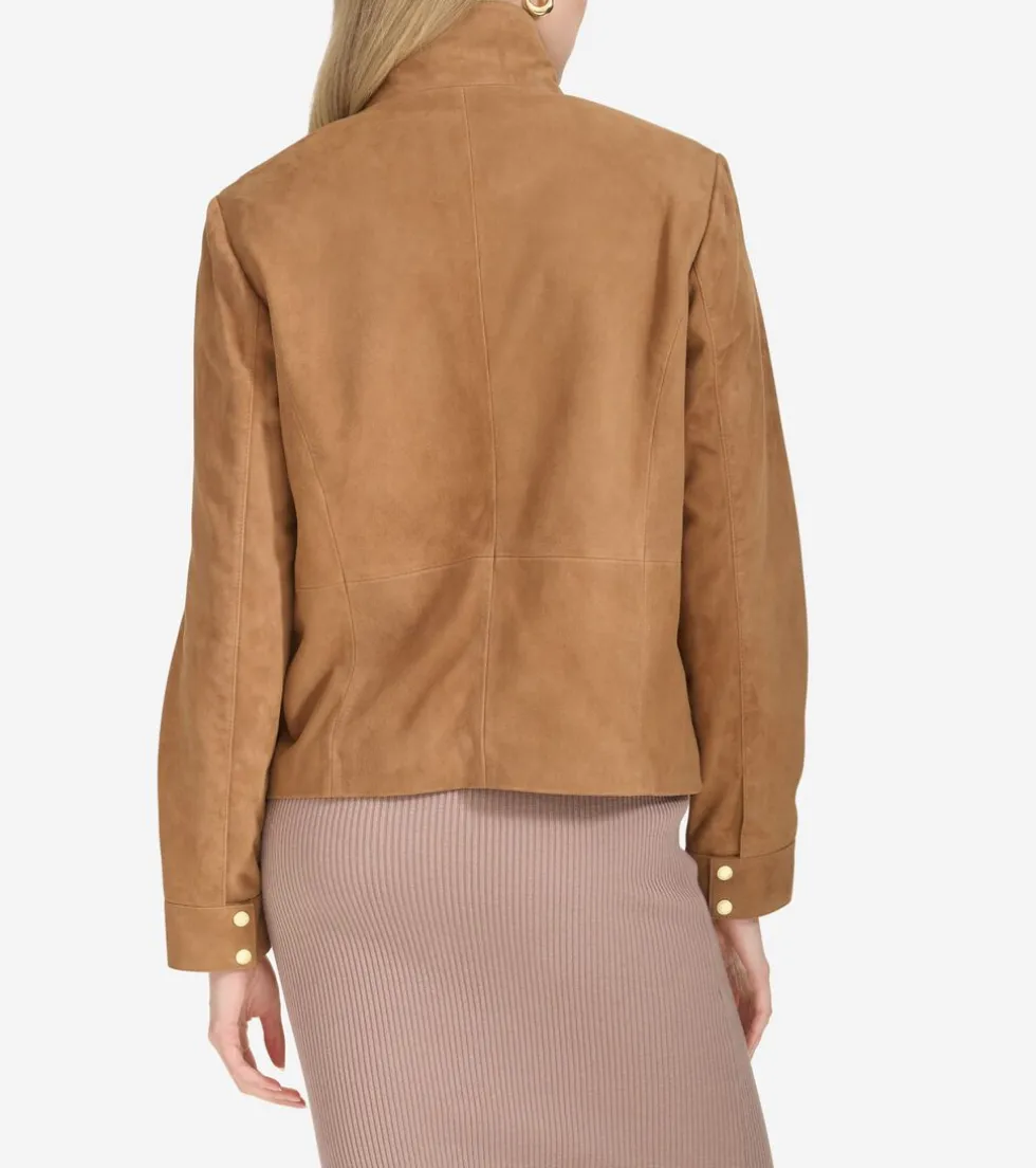 Cole Haan Leather & Suede Jackets | Outerwear*Women's Zip-Front Suede Jacket Hazelnut