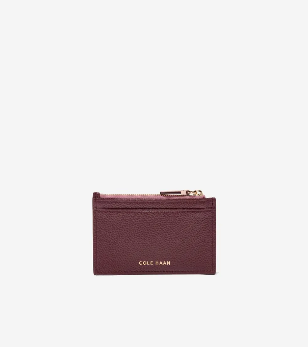 Cole Haan Wallets & Wristlets*Zip Card Case PorcelainPink-Bloodstone