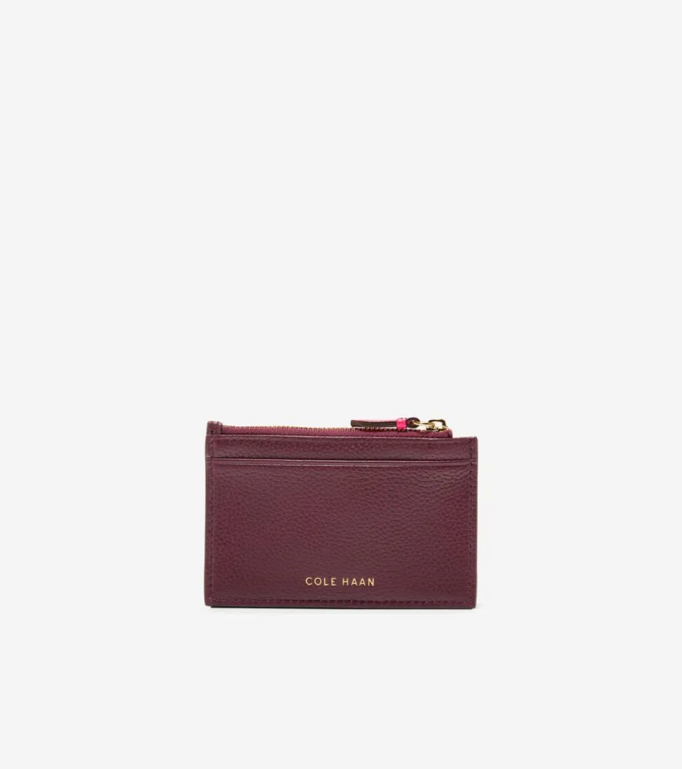 Cole Haan Wallets & Wristlets*Zip Card Case Bloodstone-BlackCherry